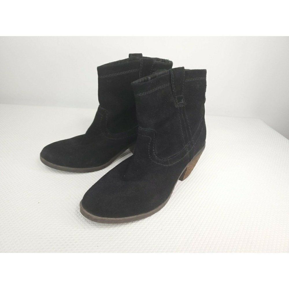Call It Spring Black Suede Western Booties Boots Size 9